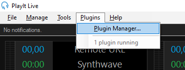 Plugins menu