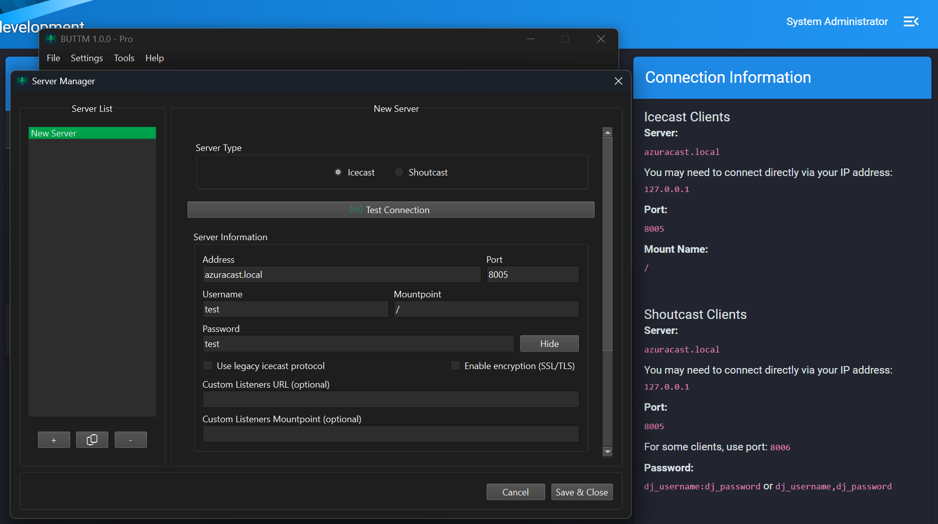 BUTTM Sample Configuration